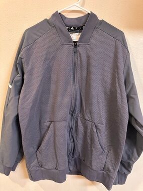 Adidas Team Warm-Up Jacket Mens XL Climalite Full Zip Gray Mesh Logo